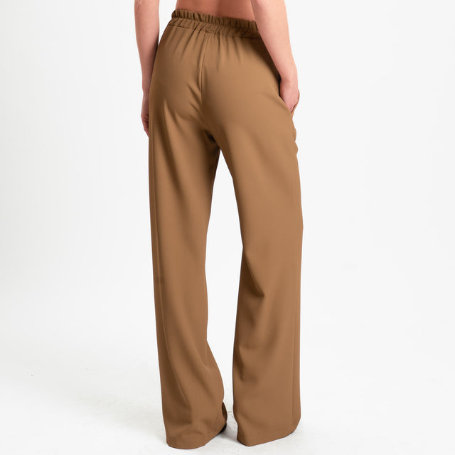 Kontatto-Completo blusa e pantalone tessuto fluido - biscotto