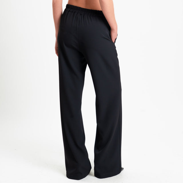 Kontatto-Completo blusa e pantalone tessuto fluido - nero