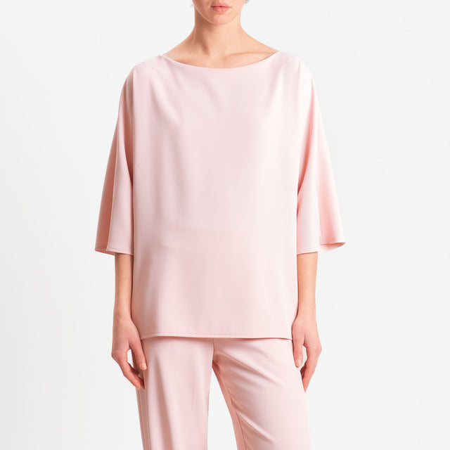 Kontatto-Completo blusa e pantalone tessuto fluido - rosa