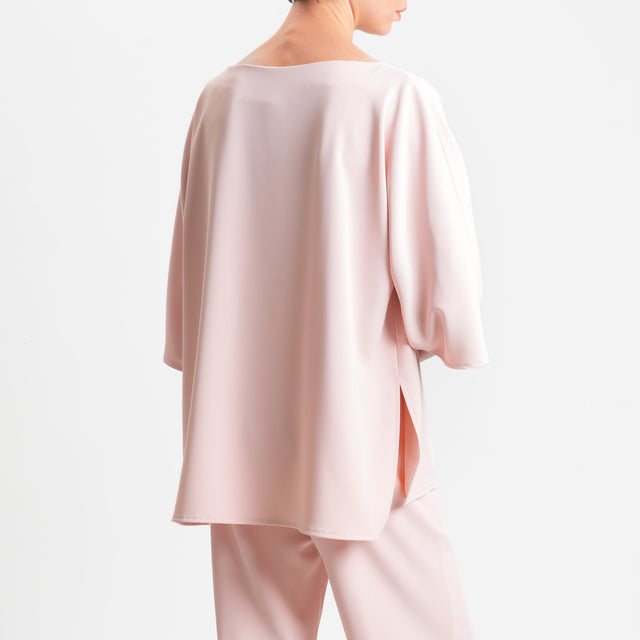 Kontatto-Completo blusa e pantalone tessuto fluido - rosa