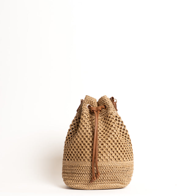 Kontatto-Borsa rafia - beige/cuoio