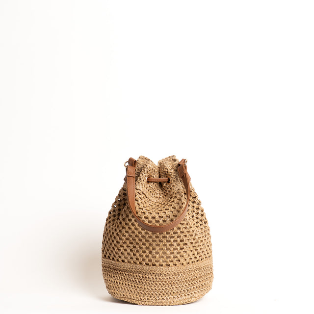 Kontatto-Borsa rafia - beige/cuoio