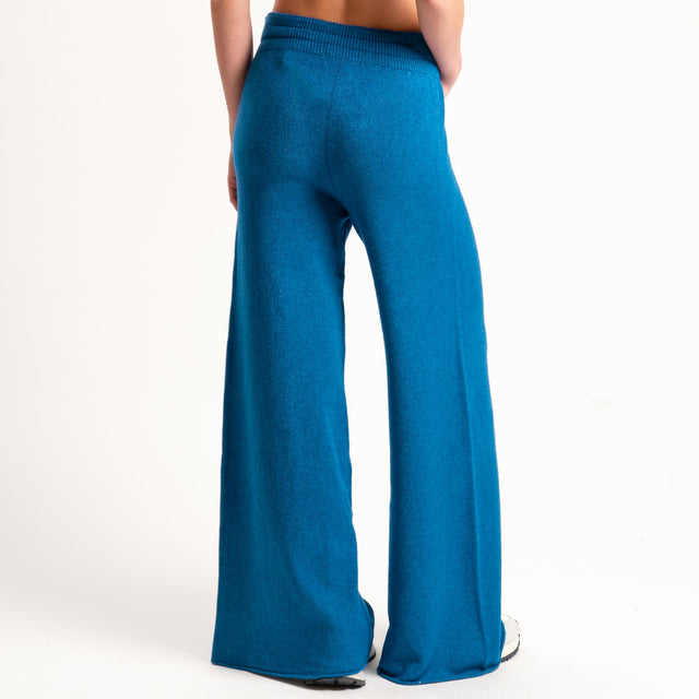Kontatto-Pantalone in maglia con coulisse (QS) - ottanio