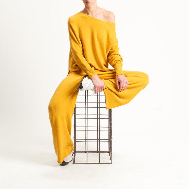 Kontatto-Pantalone in maglia con coulisse (QS) - giallo