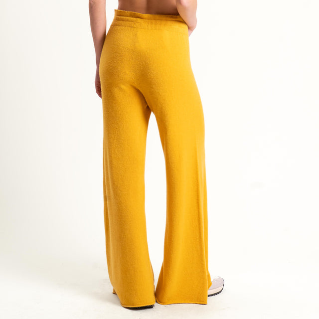 Kontatto-Pantalone in maglia con coulisse (QS) - giallo