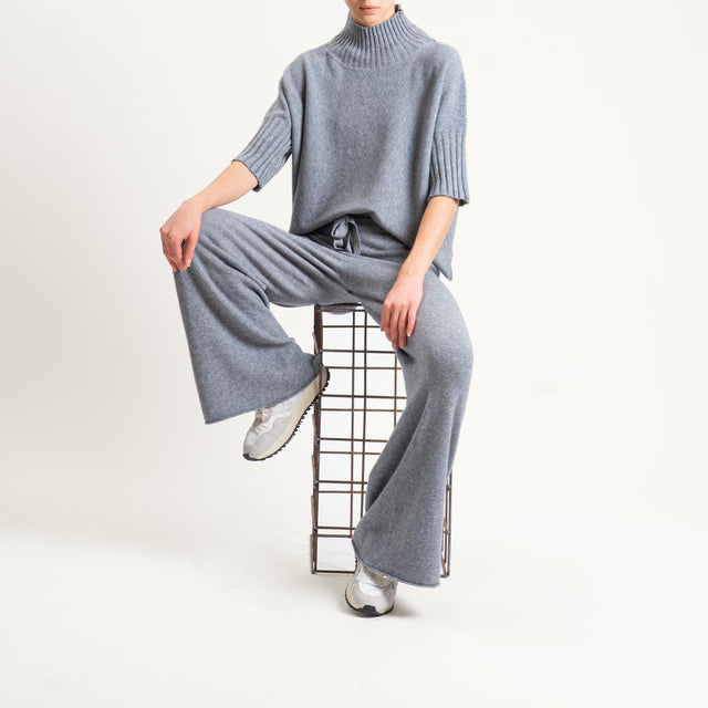 Kontatto-Pantalone in maglia con coulisse (QS) - grigio melange