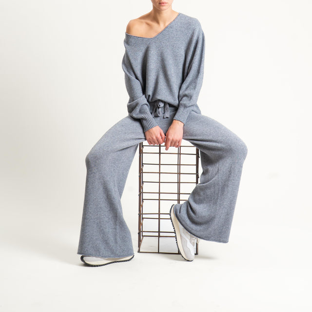 Kontatto-Pantalone in maglia con coulisse (QS) - grigio melange