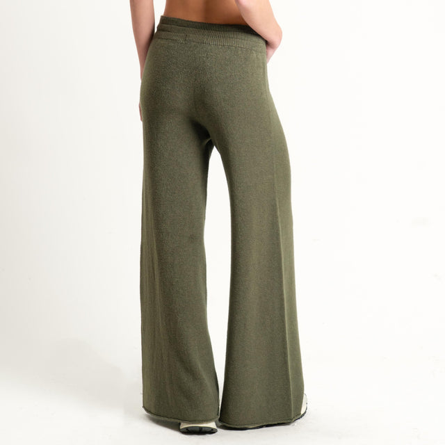 Kontatto-Pantalone in maglia con coulisse (QS) - kaki