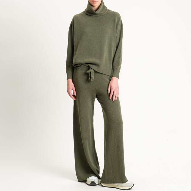 Kontatto-Pantalone in maglia con coulisse (QS) - kaki