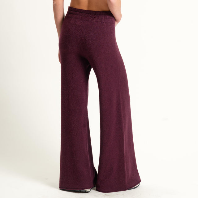Kontatto-Pantalone in maglia con coulisse (QS) - melanzana
