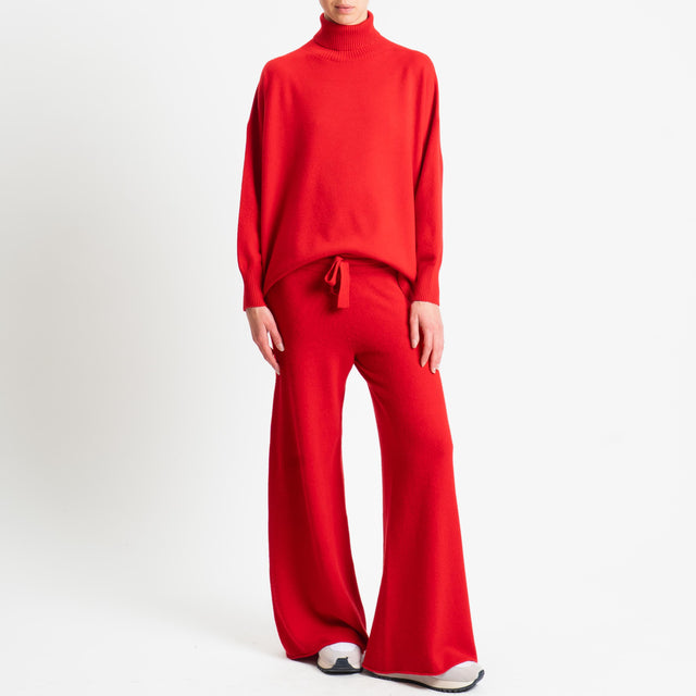 Kontatto-Pantalone in maglia con coulisse (QS) - rosso