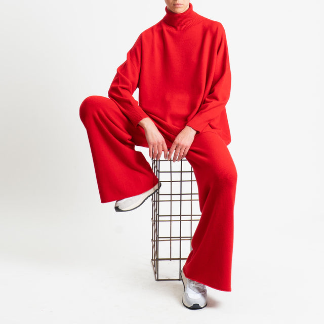 Kontatto-Pantalone in maglia con coulisse (QS) - rosso