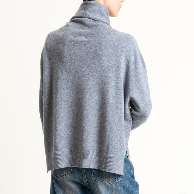 Kontatto-Maglia collo alto spacchi laterali (QS) - grigio melange