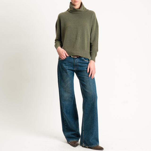 Kontatto-Maglia collo alto spacchi laterali (QS) - kaki