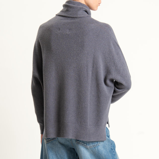 Kontatto-Maglia collo alto spacchi laterali (QS) - lavagna