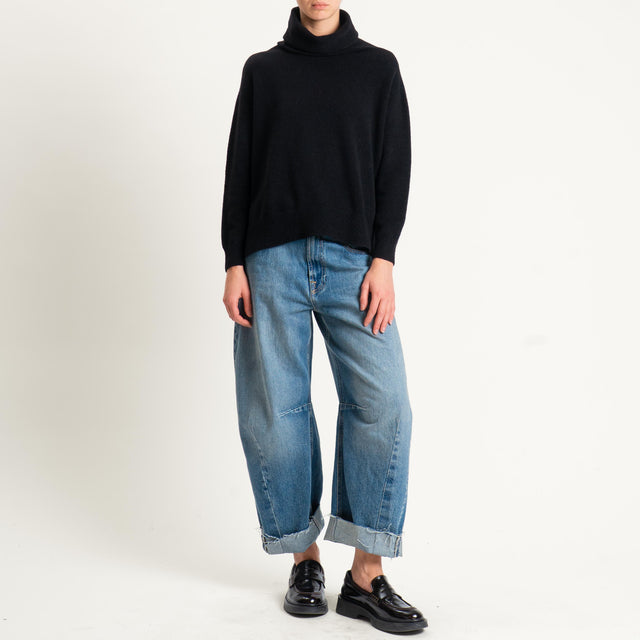 Kontatto-Maglia collo alto spacchi laterali (QS) - nero