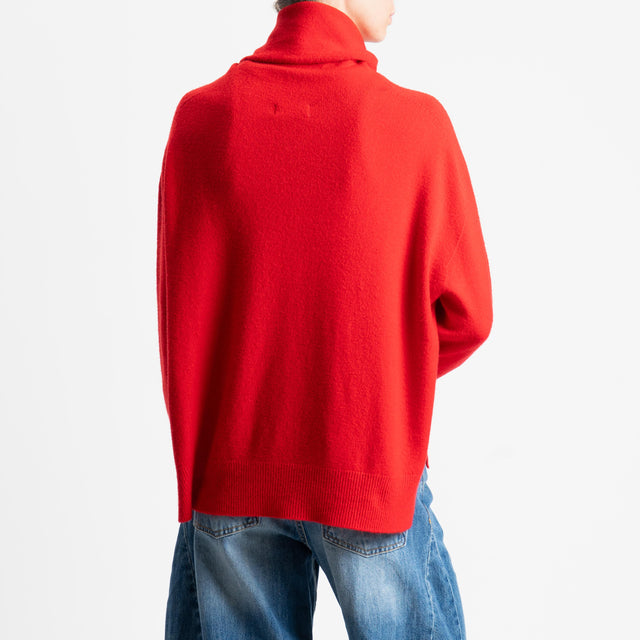 Kontatto-Maglia collo alto spacchi laterali (QS) - rosso