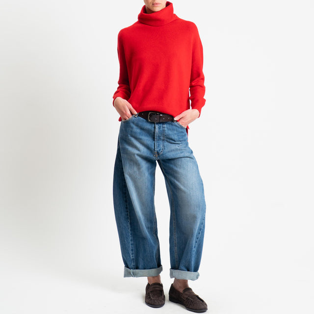 Kontatto-Maglia collo alto spacchi laterali (QS) - rosso