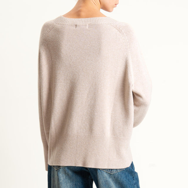 Kontatto-Maglia scollo barca spacchi laterali (QS) - beige
