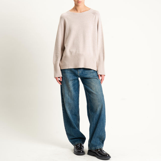 Kontatto-Maglia scollo barca spacchi laterali (QS) - beige
