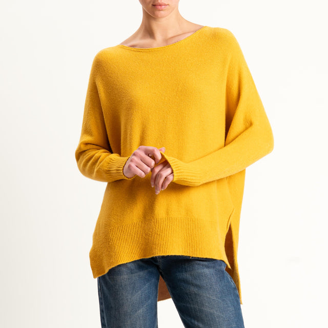 Kontatto-Maglia scollo barca spacchi laterali (QS) - giallo