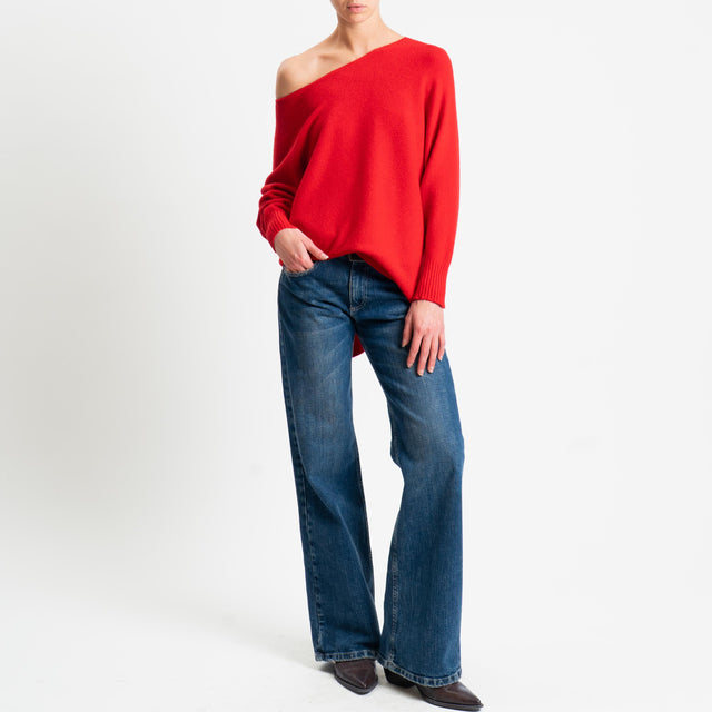 Kontatto-Maglia scollo barca spacchi laterali (QS) - rosso