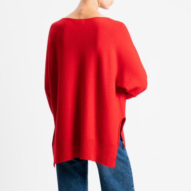 Kontatto-Maglia scollo barca spacchi laterali (QS) - rosso