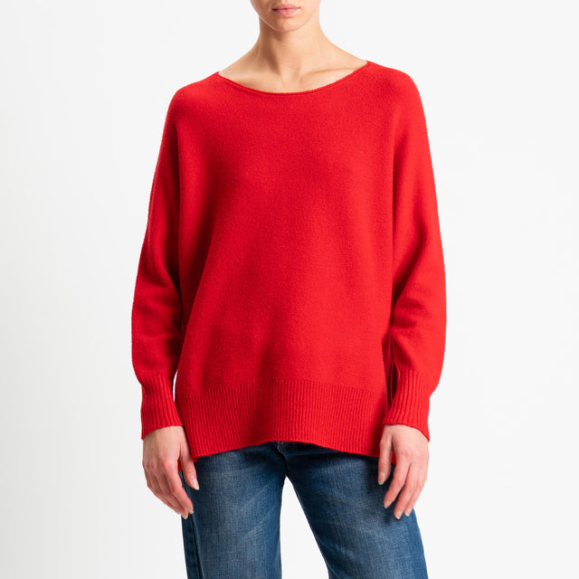 Kontatto-Maglia scollo barca spacchi laterali (QS) - rosso