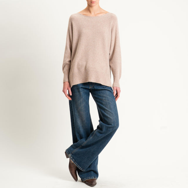 Kontatto-Maglia scollo barca spacchi laterali (QS) - tortora