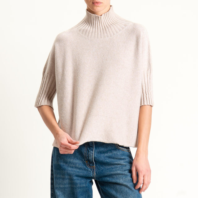 Kontatto-Maglia collo montato manica 3/4 (QS)- beige