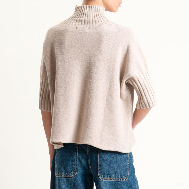 Kontatto-Maglia collo montato manica 3/4 (QS)- beige