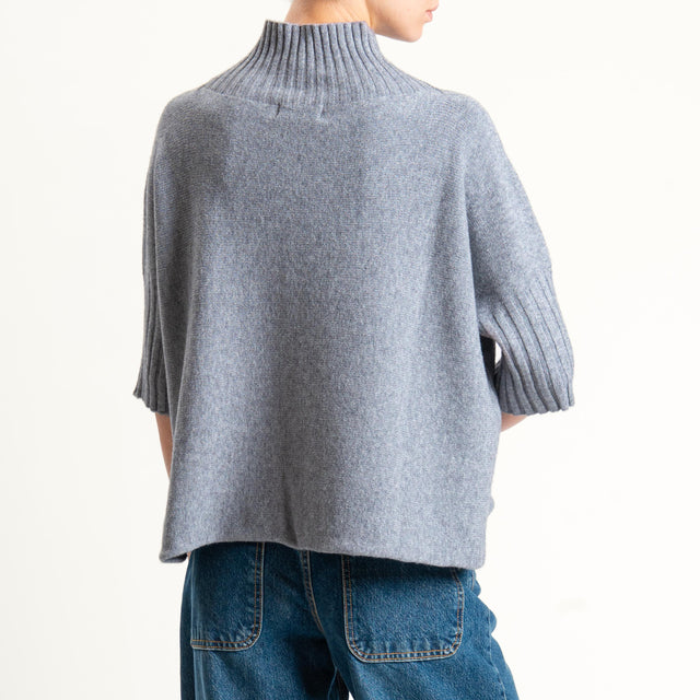 Kontatto-Maglia collo montato manica 3/4 (QS) - grigio melange