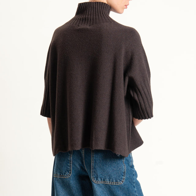 Kontatto-Maglia collo montato manica 3/4 (QS)- moro