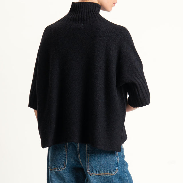 Kontatto-Maglia collo montato manica 3/4 (QS)- nero