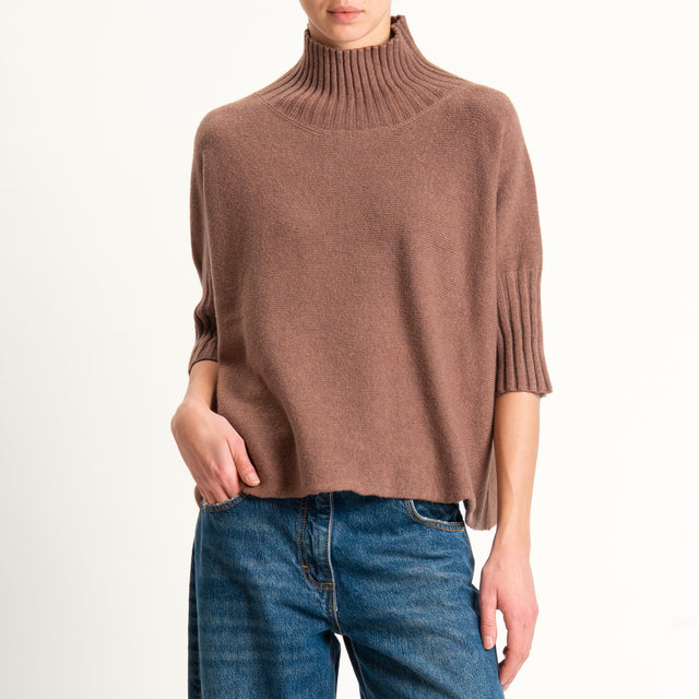 Kontatto-Maglia collo montato manica 3/4 (QS)- nocciola