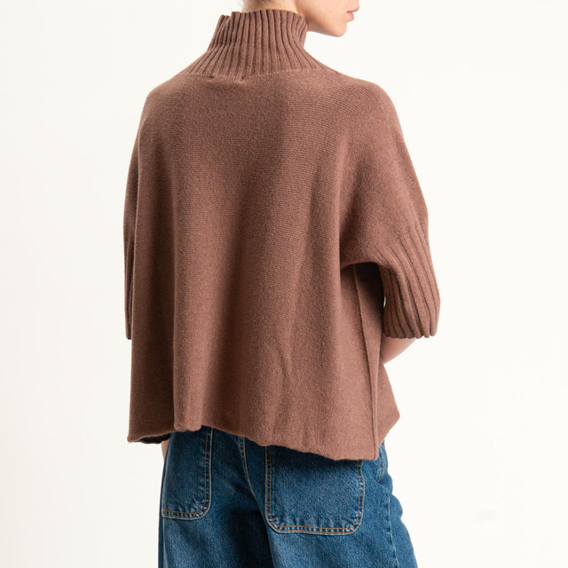 Kontatto-Maglia collo montato manica 3/4 (QS)- nocciola
