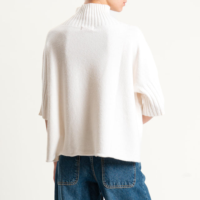 Kontatto-Maglia collo montato manica 3/4 (QS) - panna