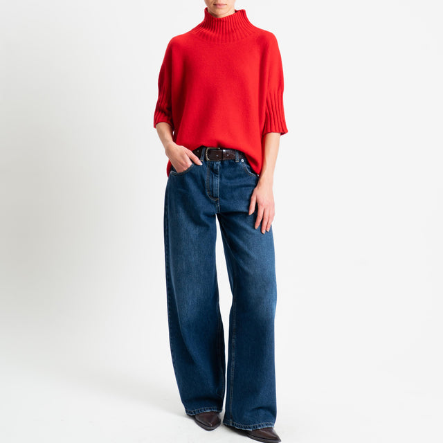 Kontatto-Maglia collo montato manica 3/4 - rosso