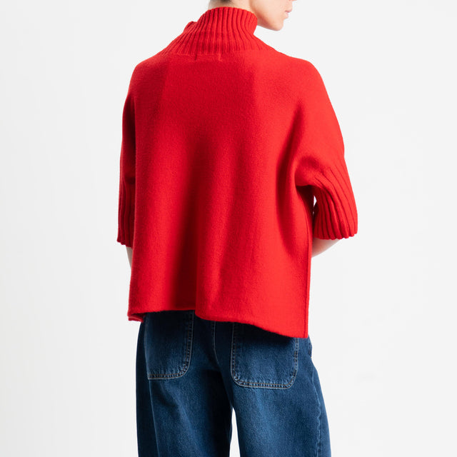 Kontatto-Maglia collo montato manica 3/4 - rosso