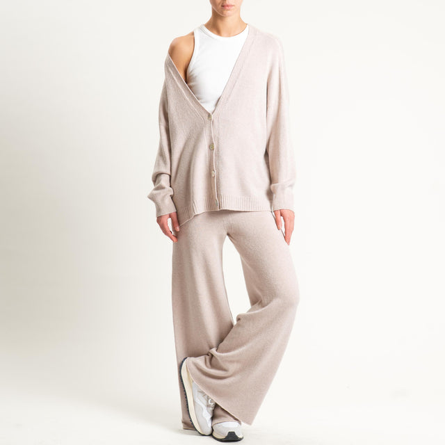Kontatto-Cardigan con spacchi laterali (QS) - beige