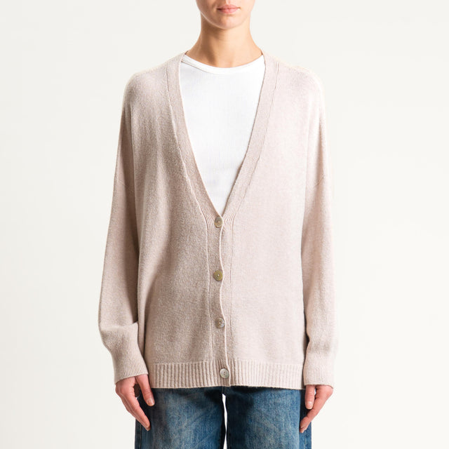 Kontatto-Cardigan con spacchi laterali (QS) - beige