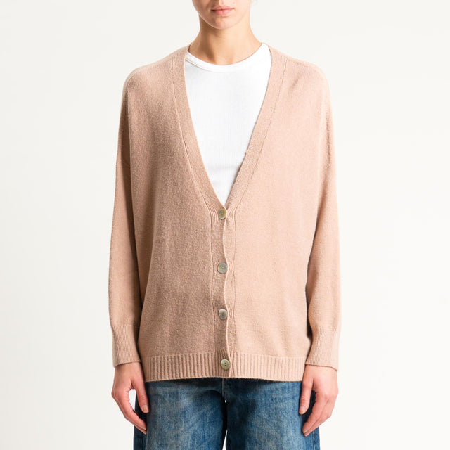 Kontatto-Cardigan con spacchi laterali (QS) - brick
