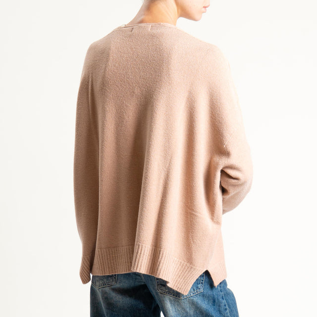 Kontatto-Cardigan con spacchi laterali (QS) - brick