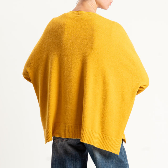 Kontatto-Cardigan con spacchi laterali (QS) - giallo