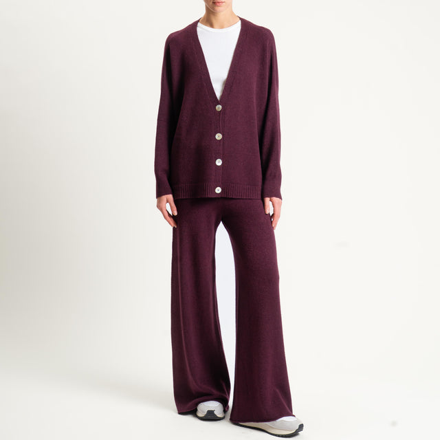 Kontatto-Cardigan con spacchi laterali (QS) - melanzana