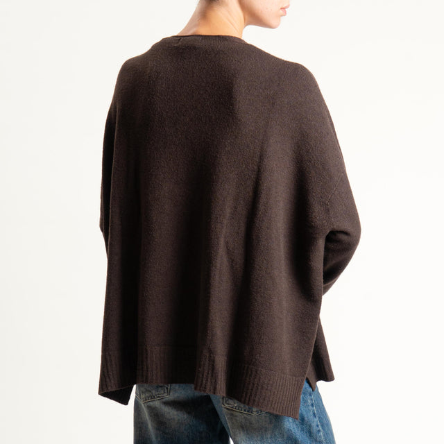 Kontatto-Cardigan con spacchi laterali (QS) - moro