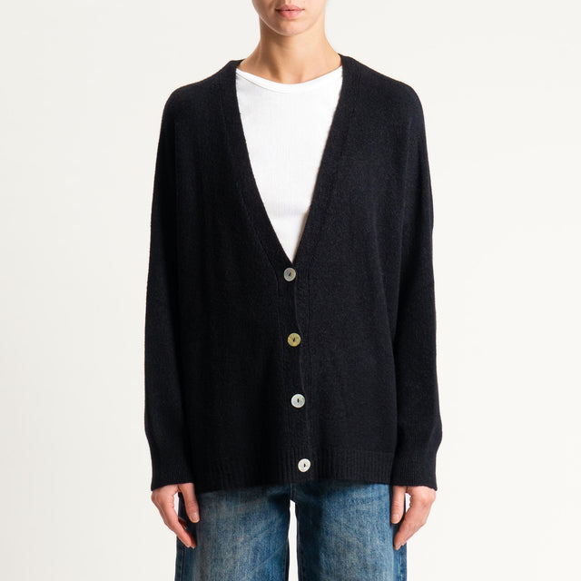 Kontatto-Cardigan con spacchi laterali (QS) - nero