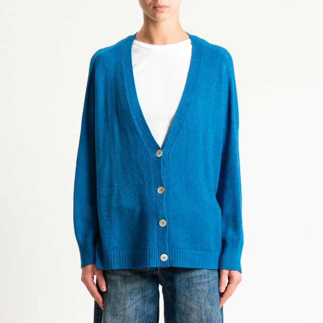 Kontatto-Cardigan con spacchi laterali (QS) - ottanio