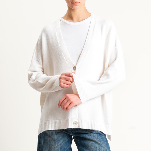 Kontatto-Cardigan con spacchi laterali (QS) - panna