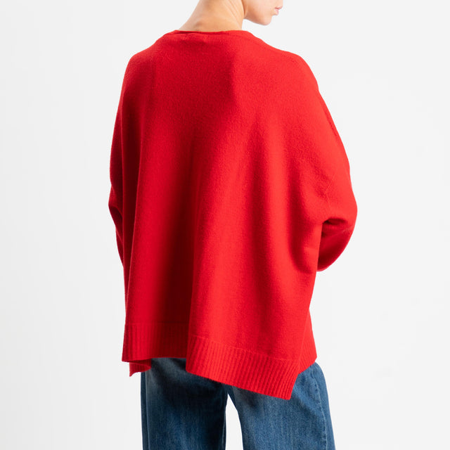 Kontatto-Cardigan con spacchi laterali (QS) - rosso